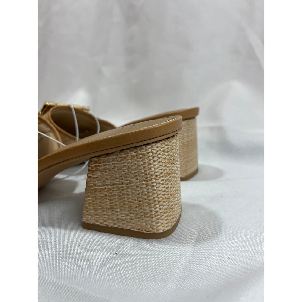 A New Day Womens Raffia Crystal Buckle Block Heel Slide Sandals Tan Size 9.5 - Picture 4 of 6